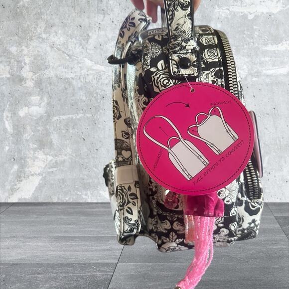 Betsey Johnson Black and Pink French Bulldog Backpack Women\'s NWT Crossbody